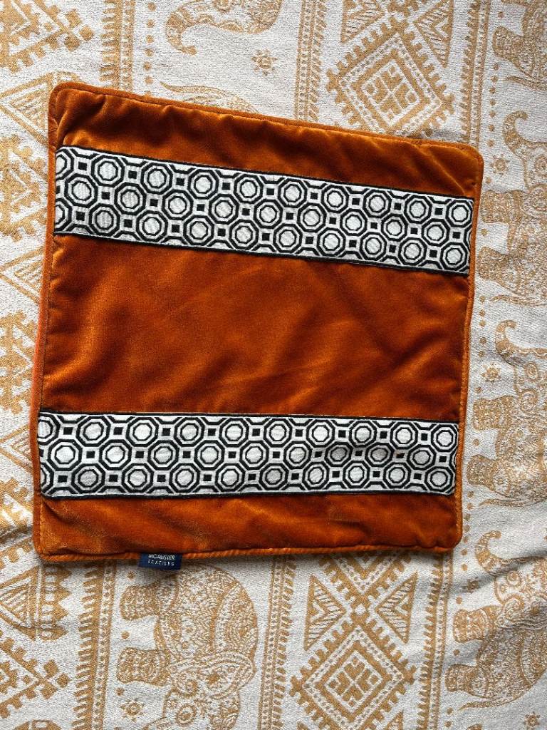 2 McAlister Textiles Orange Velvet Cushion Covers Set. 50x30 & 43x43