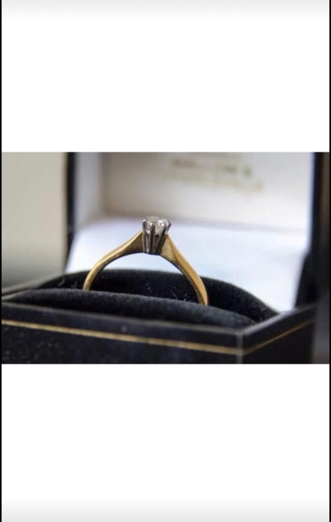 18ct Gold Engagement Ring with 6 Prong 0.33ct Diamond Size S