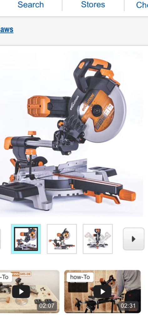 Evolution R255SMS-DB 25mm sliding mitre saw.