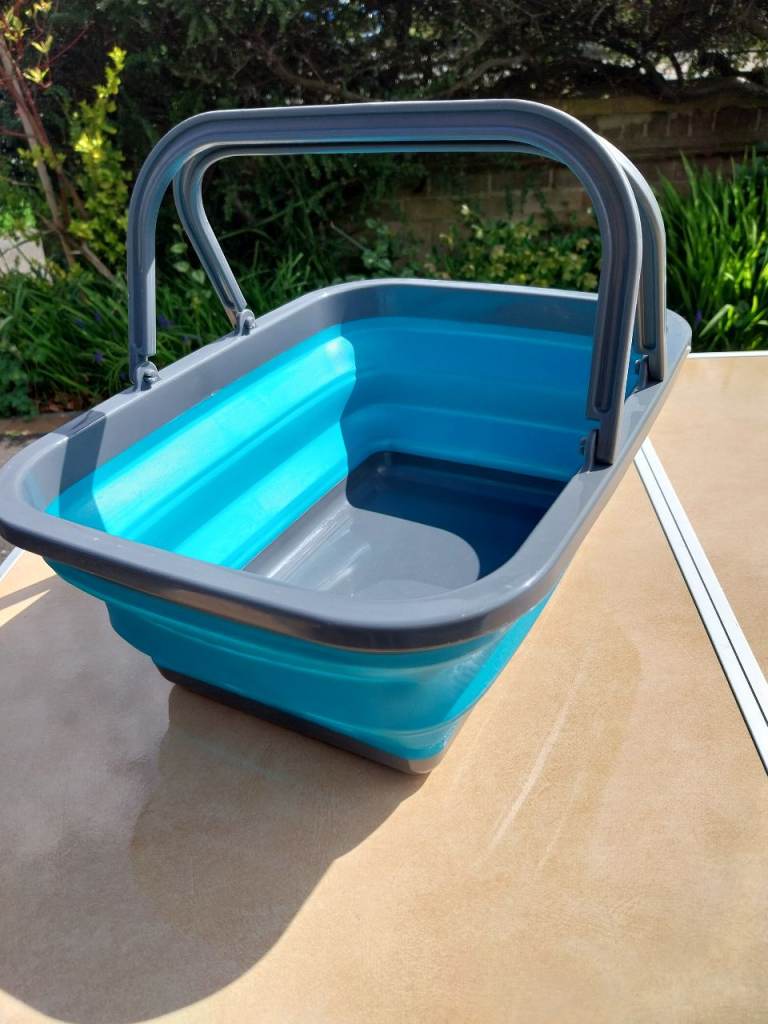Collapsible Laundry Basket/Tub - Blue & Grey