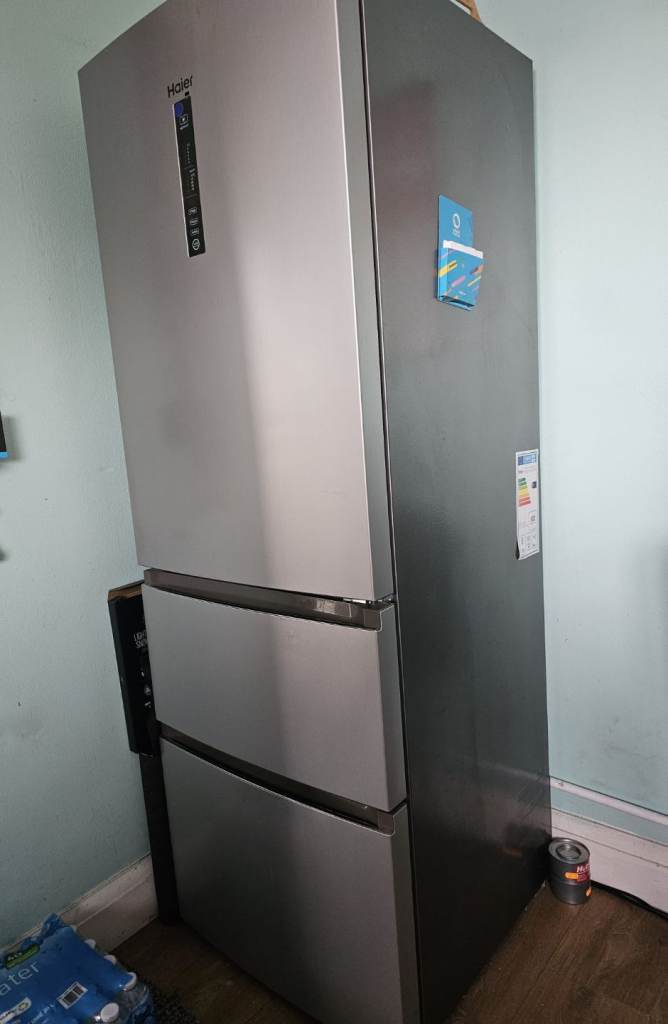 Haier Freestanding Fridge Freezer – Silver, Good Condition