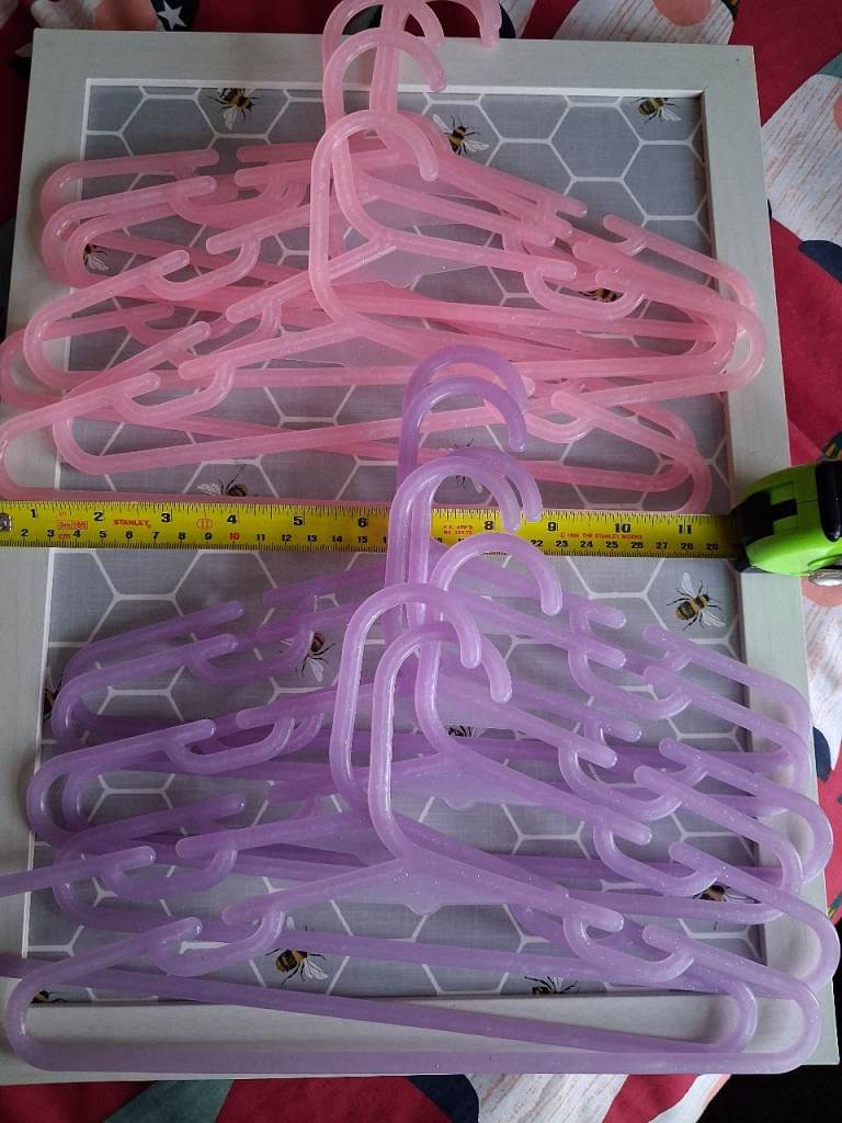 Kids girls childrens coat hangers x 14 pink purple