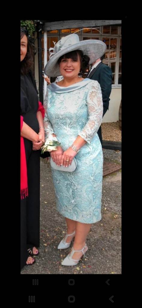 Mother Of The Bride Uk Size 16 EU 44 Dress By Cabotine & Matching Hat By Max & Ellie