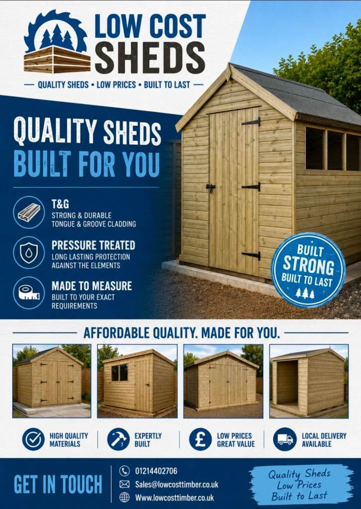 Low cost timber and sheds