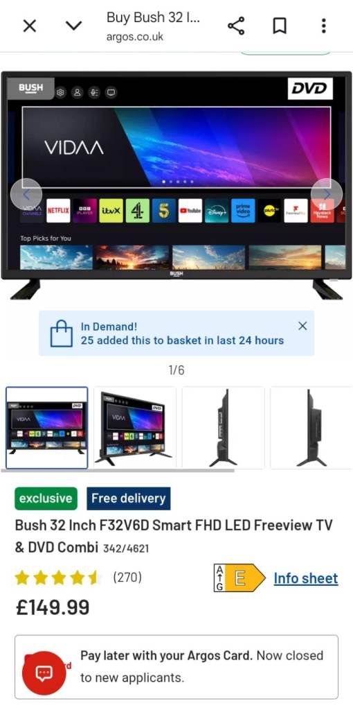 bush 32 hd ready led smart telly in box brand new