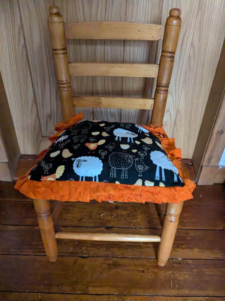 Vintage Woven Rattan Child's Wooden Chair 