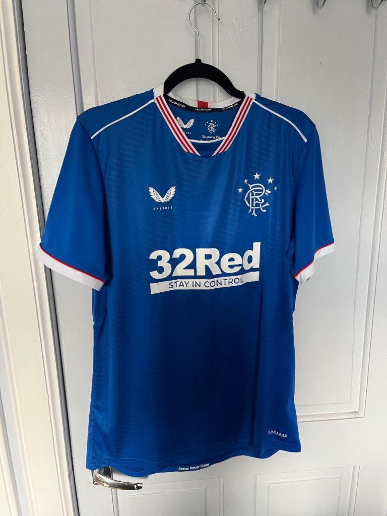 Collection of football shirts (Rangers FC, Scotland, AC Milan, Italy)