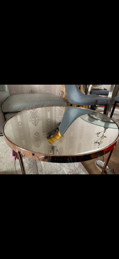 Habitat Rose gold metal coffee table Mirror top 