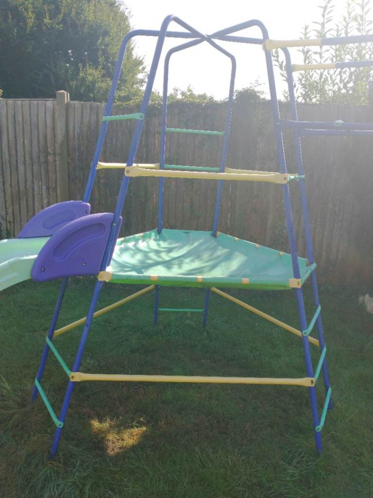 Mothercare Climbing Frame with Slide, Monkey Bars & Cargo Net – Purple Metal