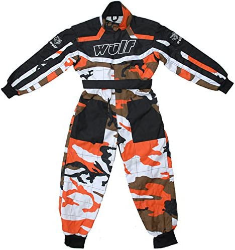 WULFSPORT CHILDS PROTECTIVE MOTOCROSS SUIT IN ORANGE CAMO AGE 5-6 YRS NEW IN PACKET