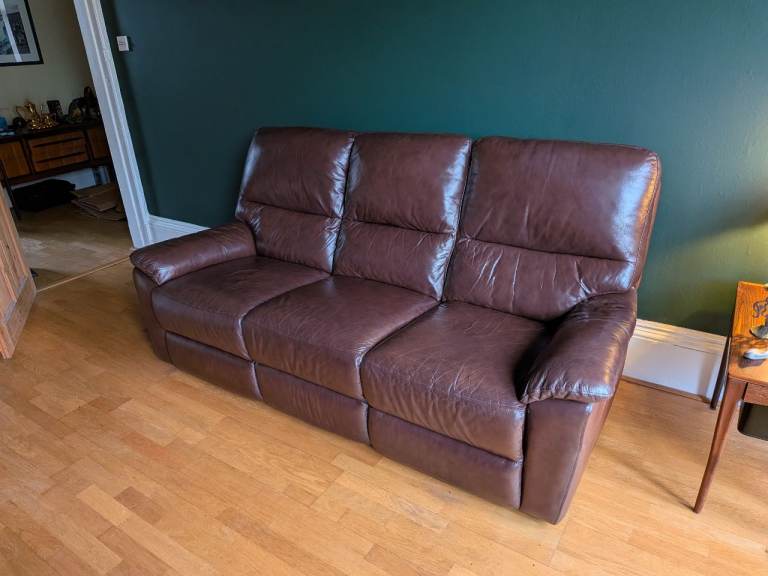 3 seater reclining leather sofa
