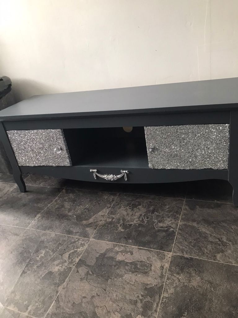 Grey TV Unit / Sideboard with Sparkly Drawers – Good Condition
