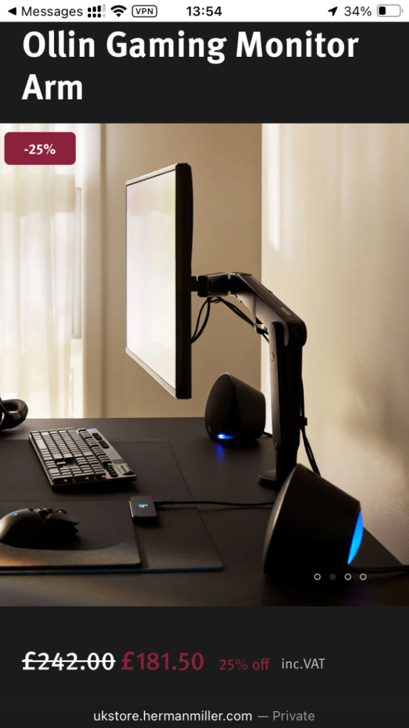 Ollin Gaming Monitor Arm - new price £180