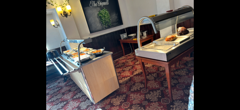 Full carvery deck setup with meat carving station