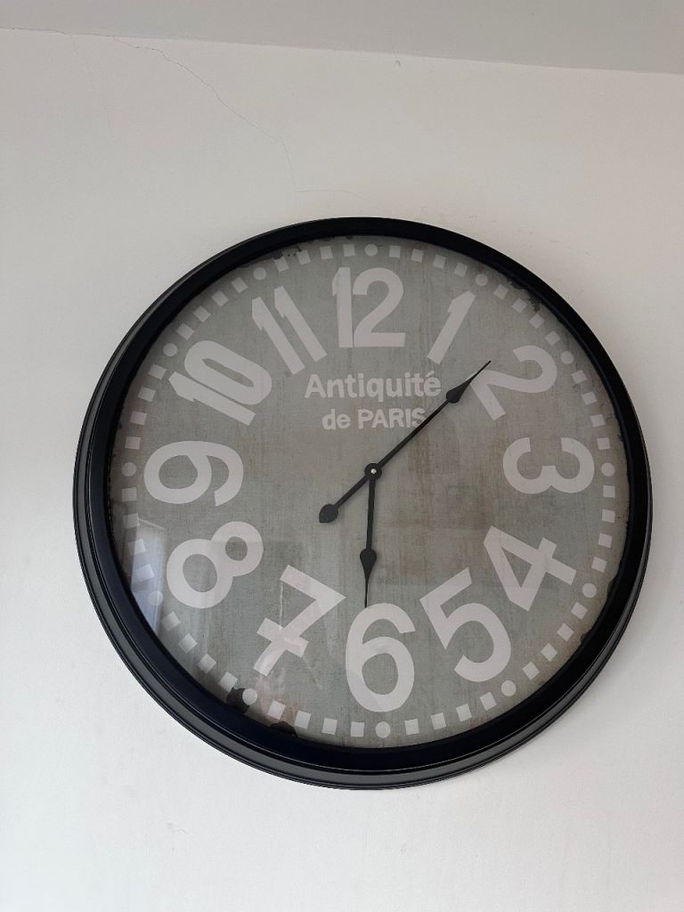 Large Round Wall Clock - Grey 'Antiquité de PARIS'