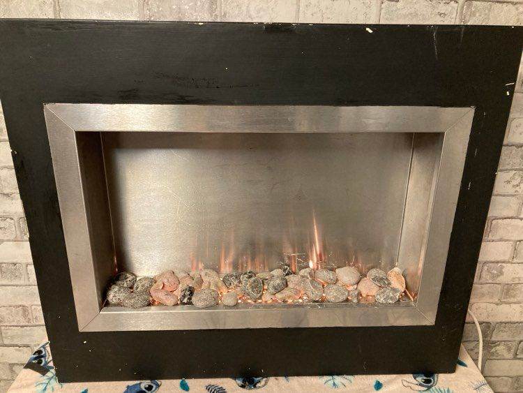 32 Inch Electric Wall Fire chrome Black Frame Media wall Insert or stand alone