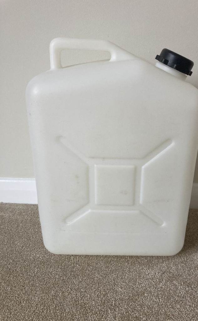 Large 25L White Plastic Water Carrier / Jerry Can for Camping