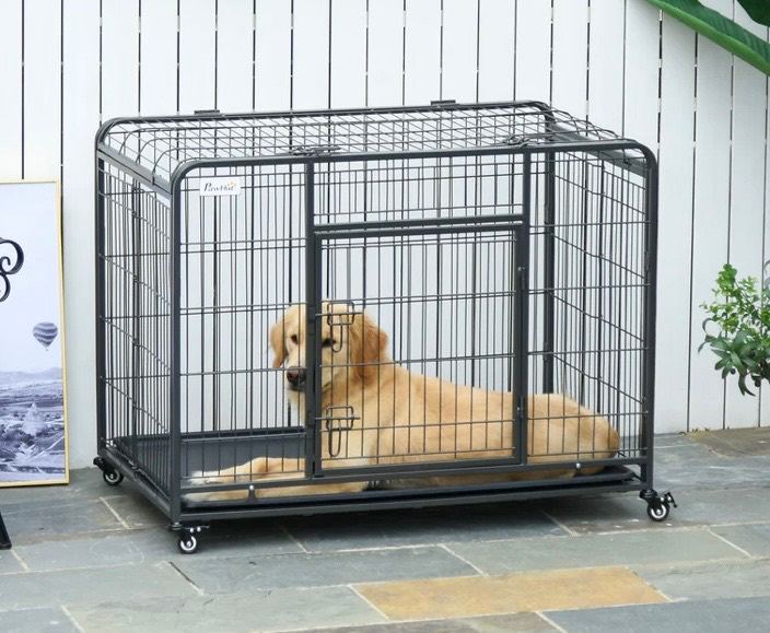 XL strong dog crate on casters