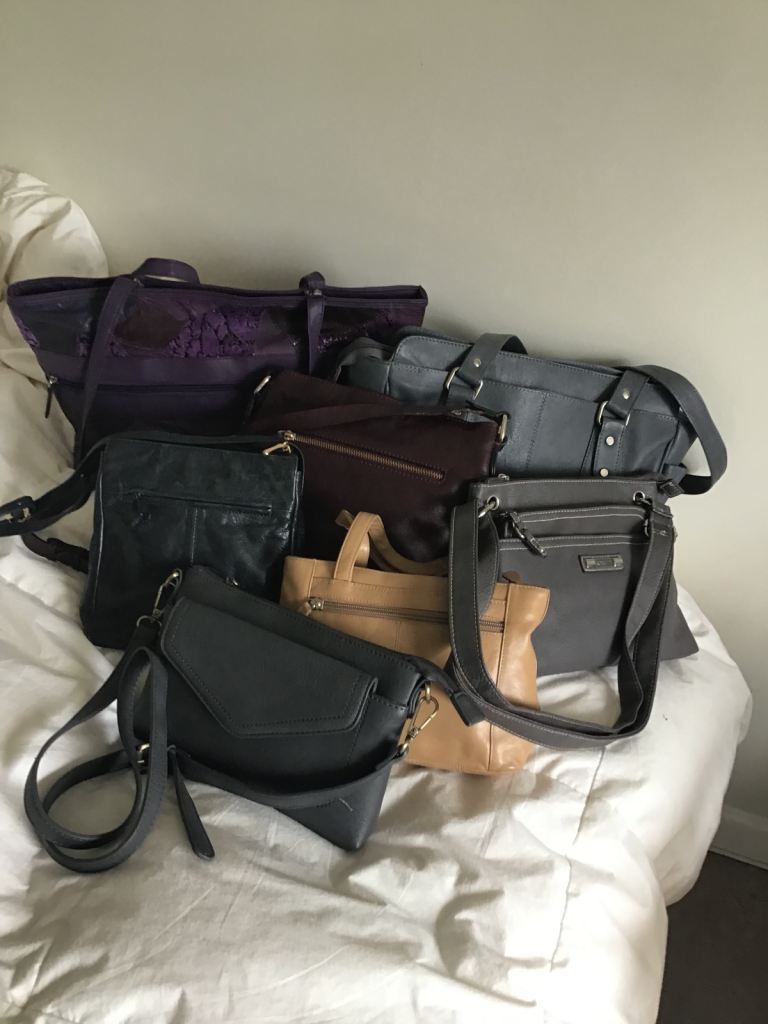 Bundle of Leather Handbags – Various Sizes, Good Condition