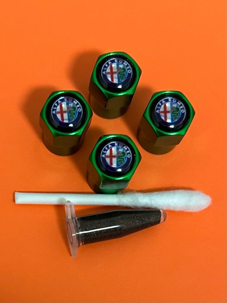 Set of 4 Alfa Romeo Aluminium Valve Caps - New