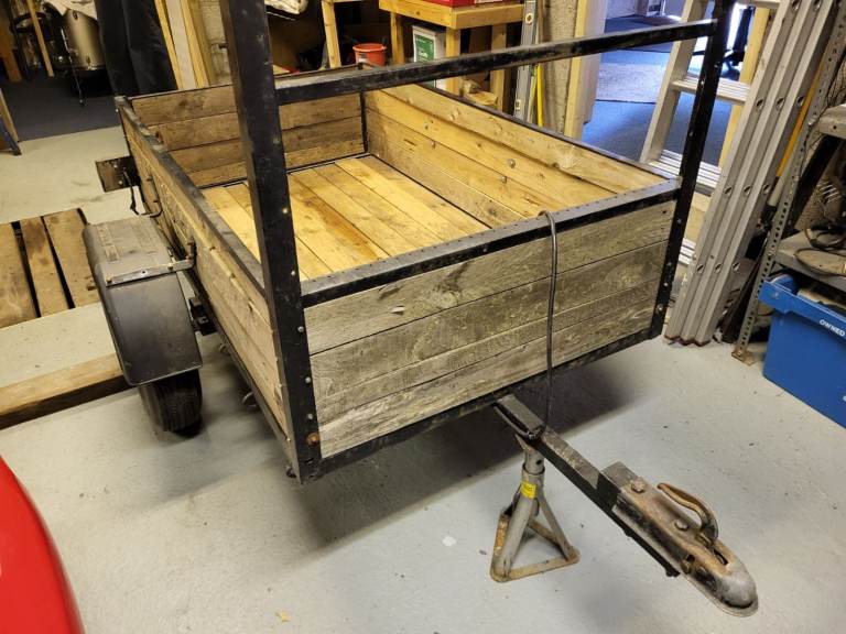 Camping or builders trailer 5 foot by 3 foot fold down tailgate and ladder rack