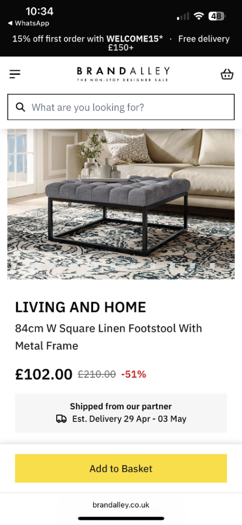 Sturdy footstool. 