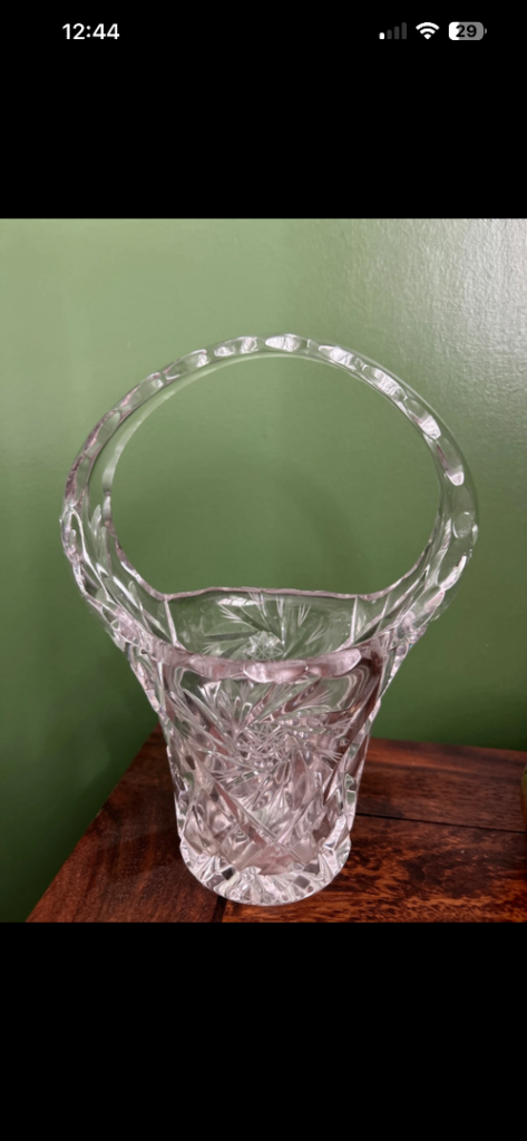 Crystal Glass Basket and Bowl Set – Good Condition