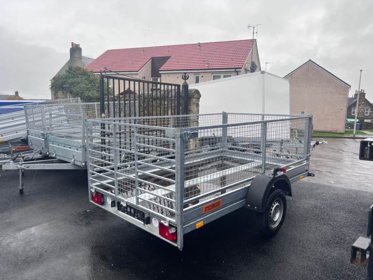 NEW 10ft x 5,6ft SMART CAR TRANSPORTER/ QUAD TRAILER SINGLE AXLE BRAKED WITH 60CM MESH 1300KG