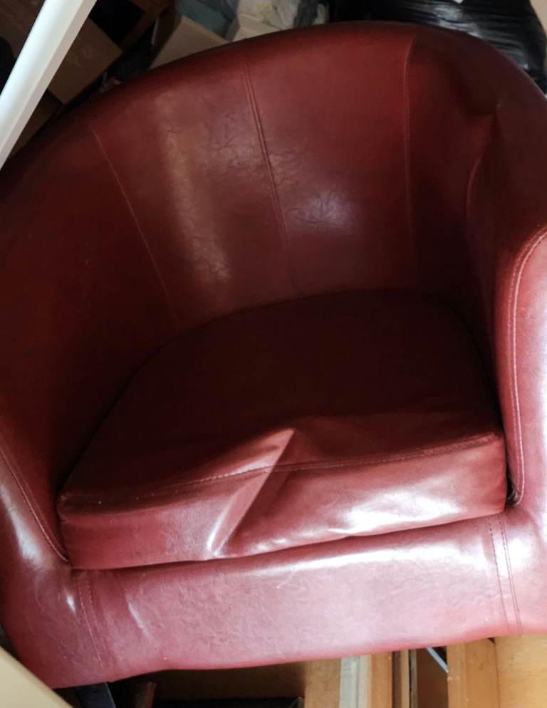 FREE red faux leather bucket chair