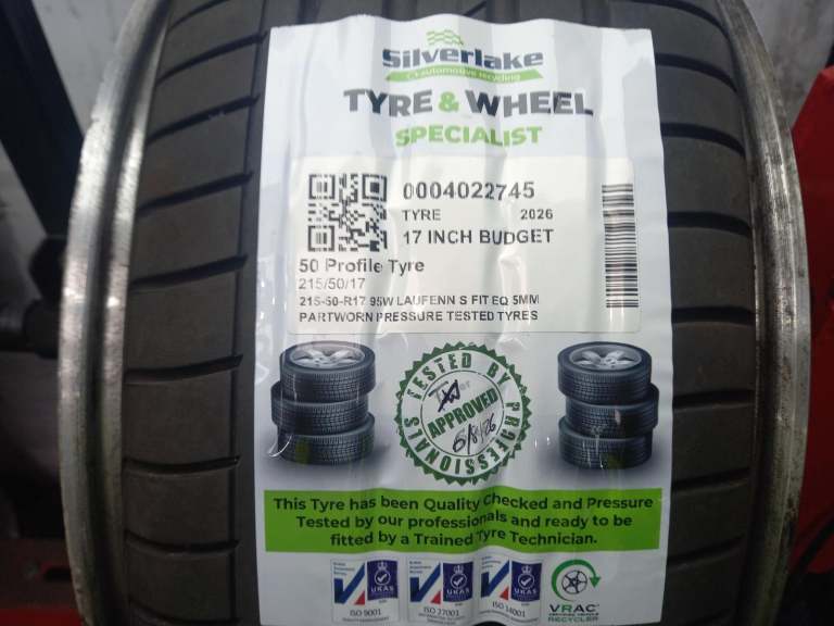 215-50-R17 95w Laufenn S Fit Eq 5mm Partworn Pressure Tested Tyres