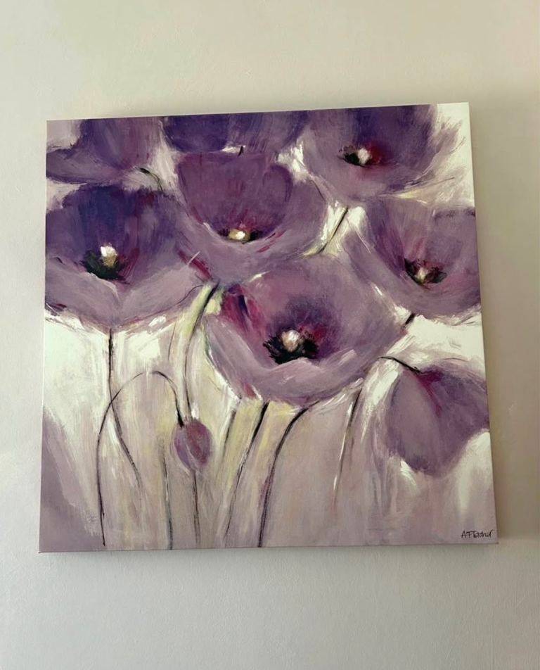 Stunning NEW real Canvas picture poppies by well known artist painter large size 67 x 70cm