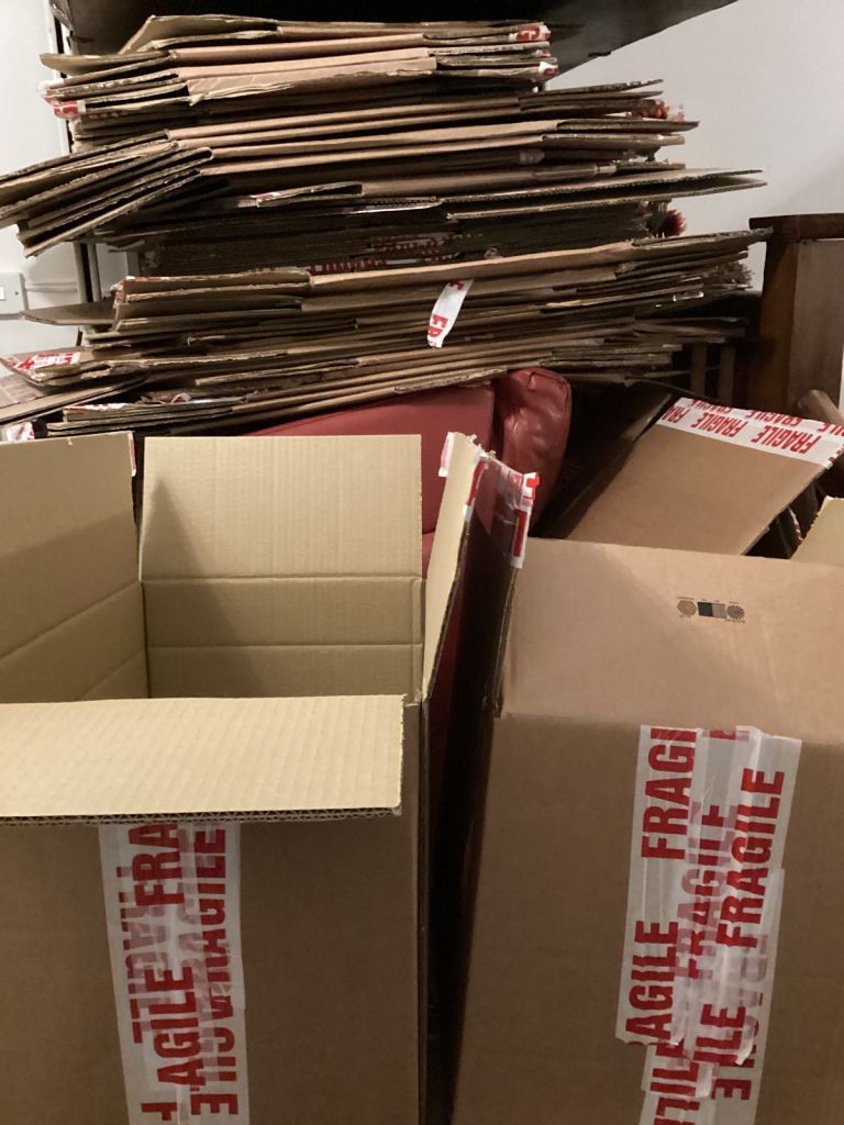 Cardboard packing boxes for storage or house move 
