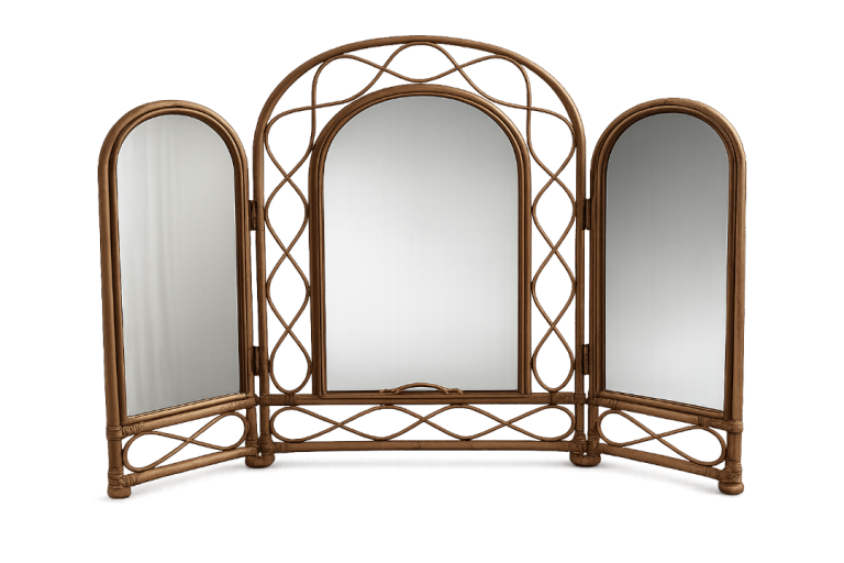Three section folding bamboo mirror