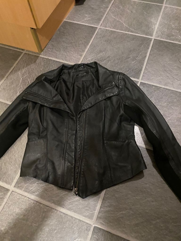 Black Next ladies leather jacket size 14