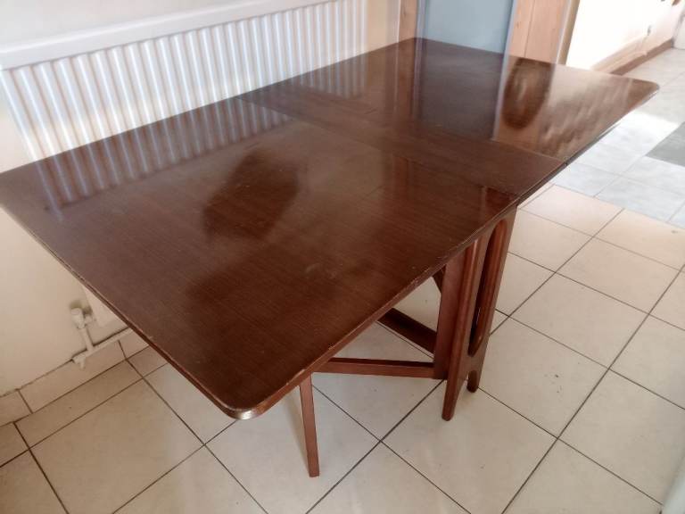 FOLDING flat DINING TABLE drop leaf gate leg solid wood