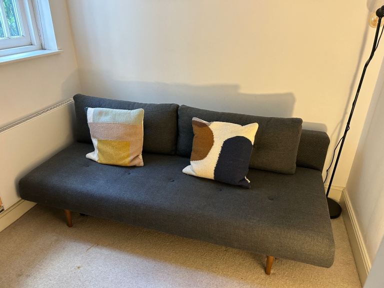 Comfortable blue/ Grey Sofa Bed – Good Condition