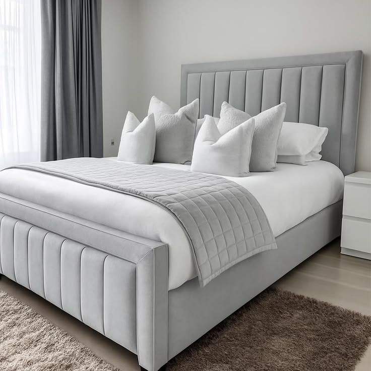 Brand New Grey Fabric Divan & Slats Bed with Mattress | Free UK Delivery | Luxury beds