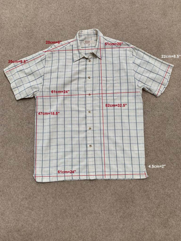 Men's EWM Pure Classics, 100% cotton, Check, Short Sleeve Shirt, Size M