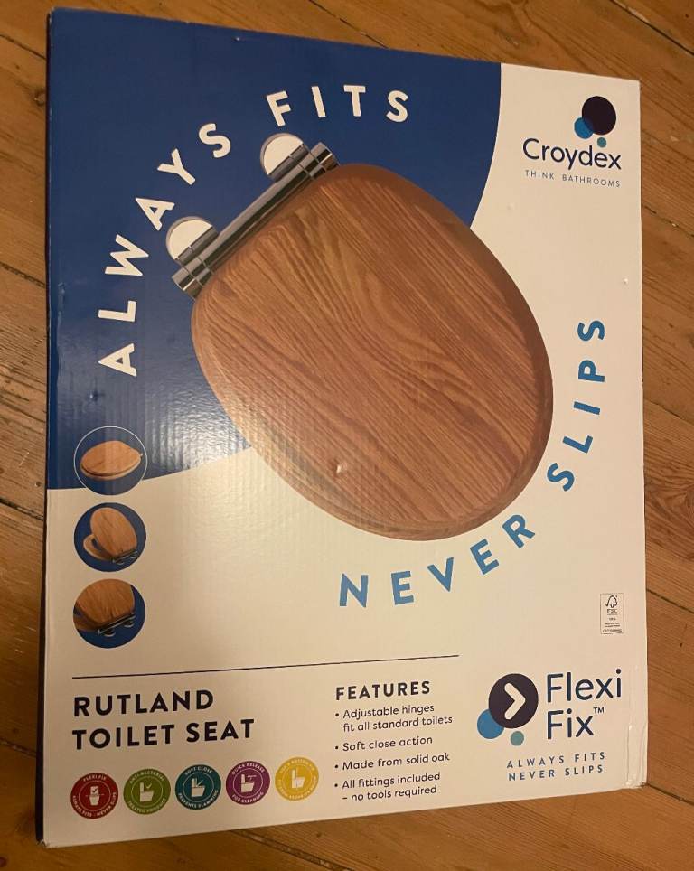 Croydex Rutland Solid Oak Flexi Fix Toilet Seat