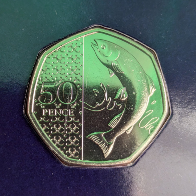 50p 2023 - UK Atlantic SALMON King Charles III uncirculated ChangeChecker coin