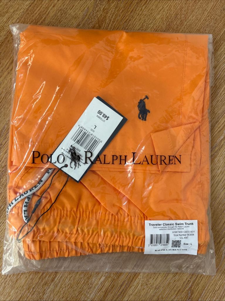 Polo Ralph Lauren Traveler Classic Swim Shorts Orange Size L  BNWT