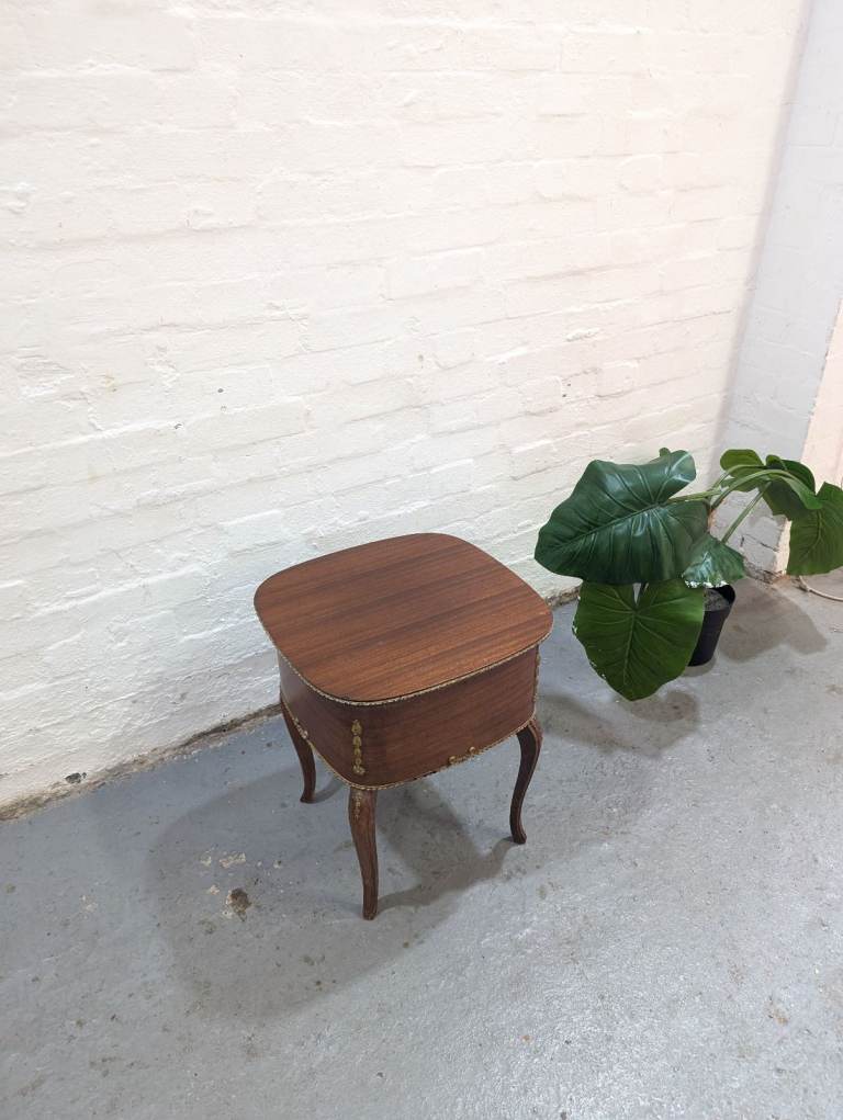 Vintage Teak Sewing Box Side Table by Amorco 