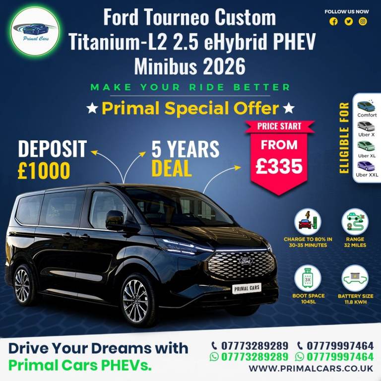 PCO CAR HIRE- 9 SEATERS PLUGIN HYBRID MINIBUS PHEV- 26 PLATE UBER READY