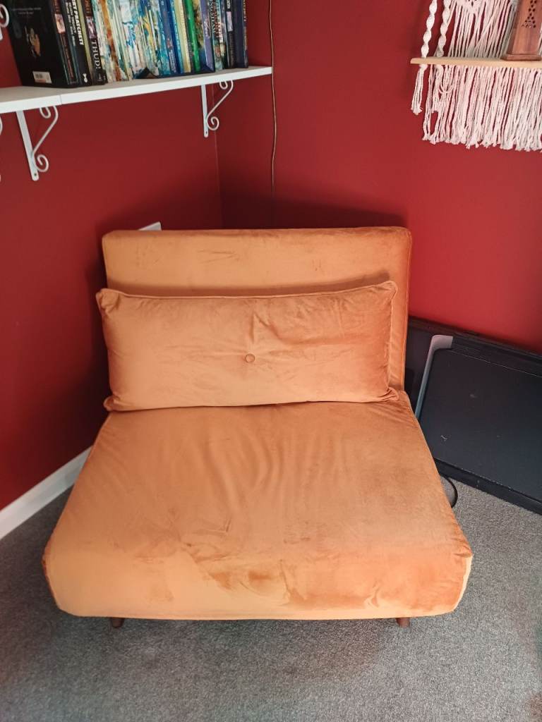 Habitat Roma Velvet Chairbed/Futon Orange