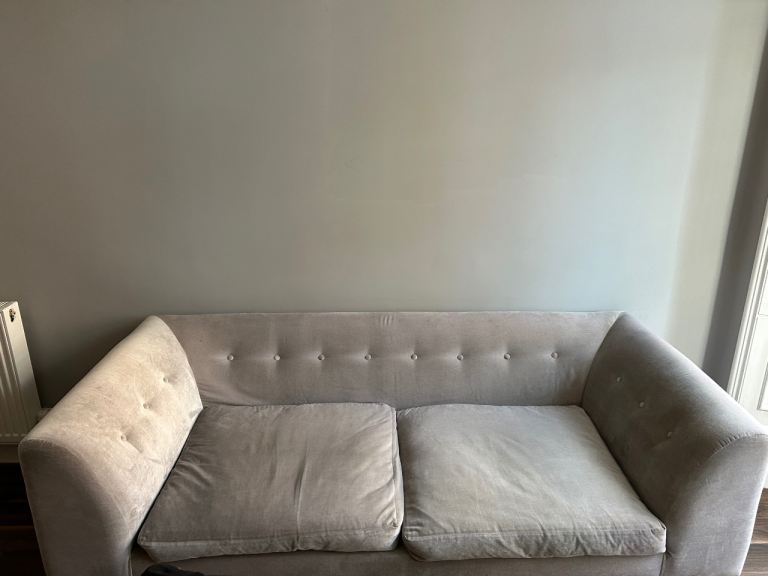 x2 grey couches and x8 decorative cushions 