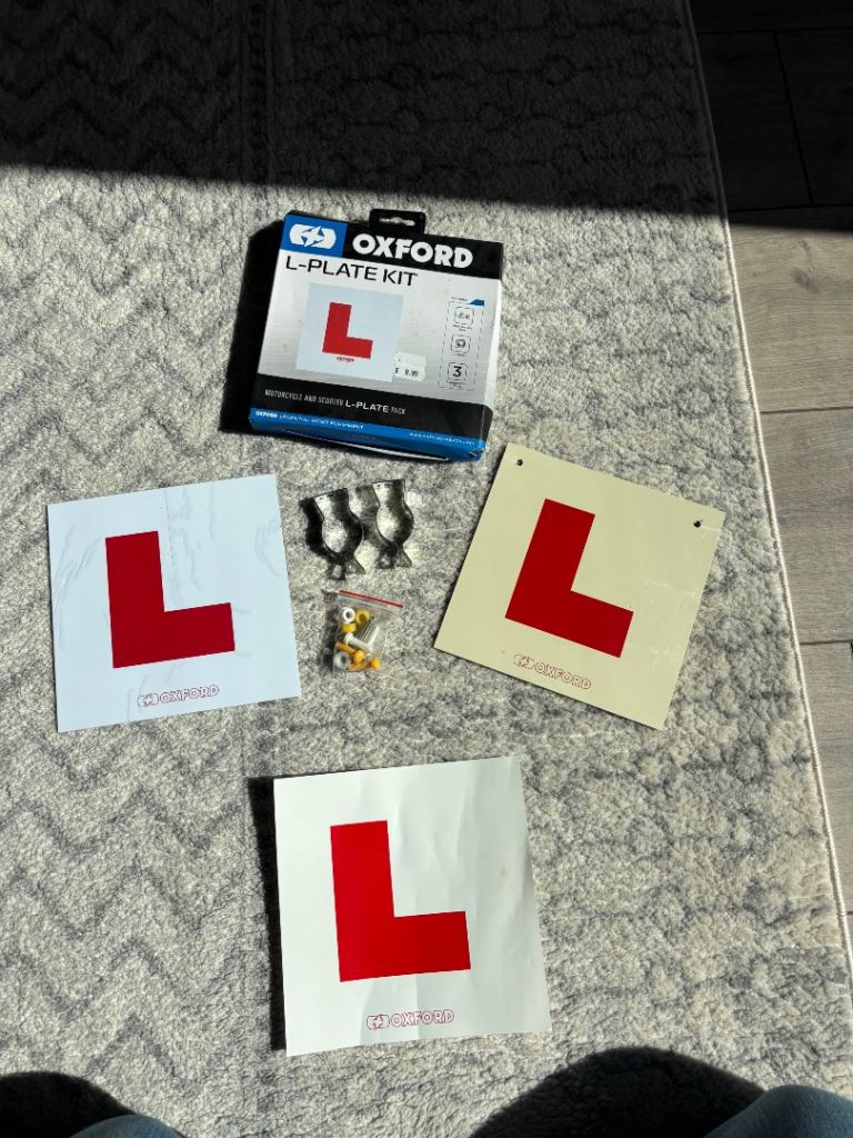 Oxford L Plate Kit Learner Motorcycle Motorbike Rider Sticker & Rigid Plate Set