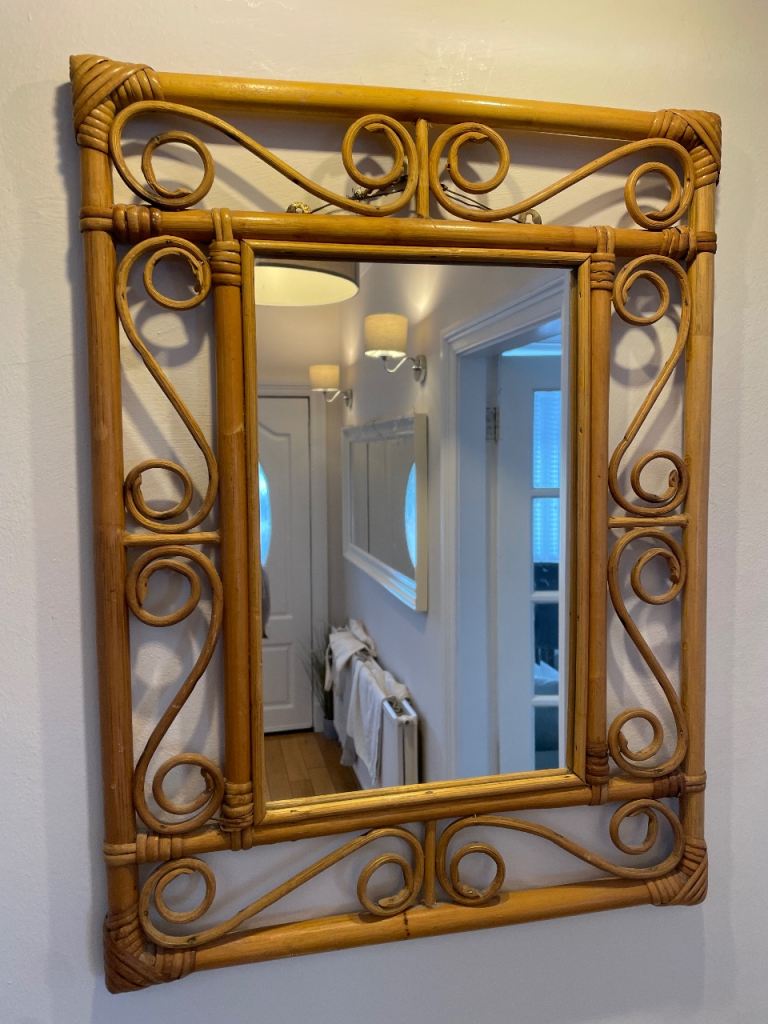 Lovely Vintage Bamboo Framed Wall Mirror