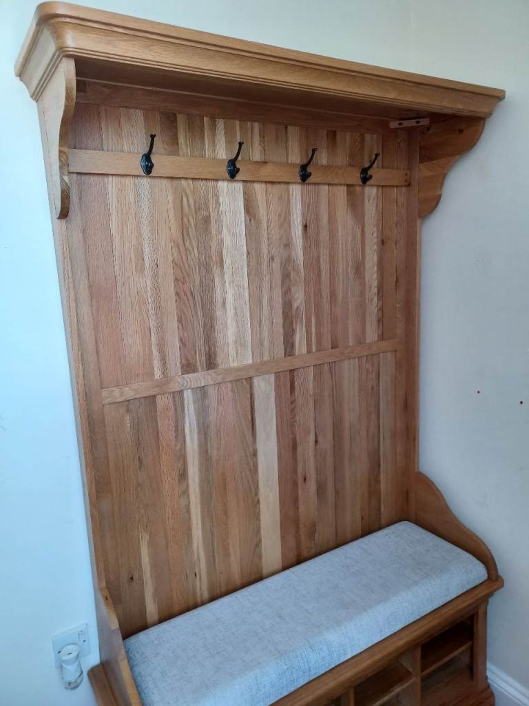 From Oak Furnitureland Coat/Shoe Hallway Unit in Natural Light Oak