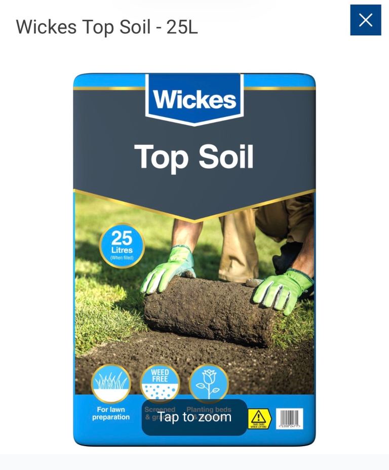 Wickes Top Soil 25L Bag – Brand New, Weed Free