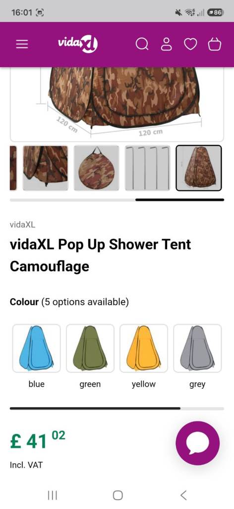 vidaXL Pop Up Shower Tent - Camouflage, New